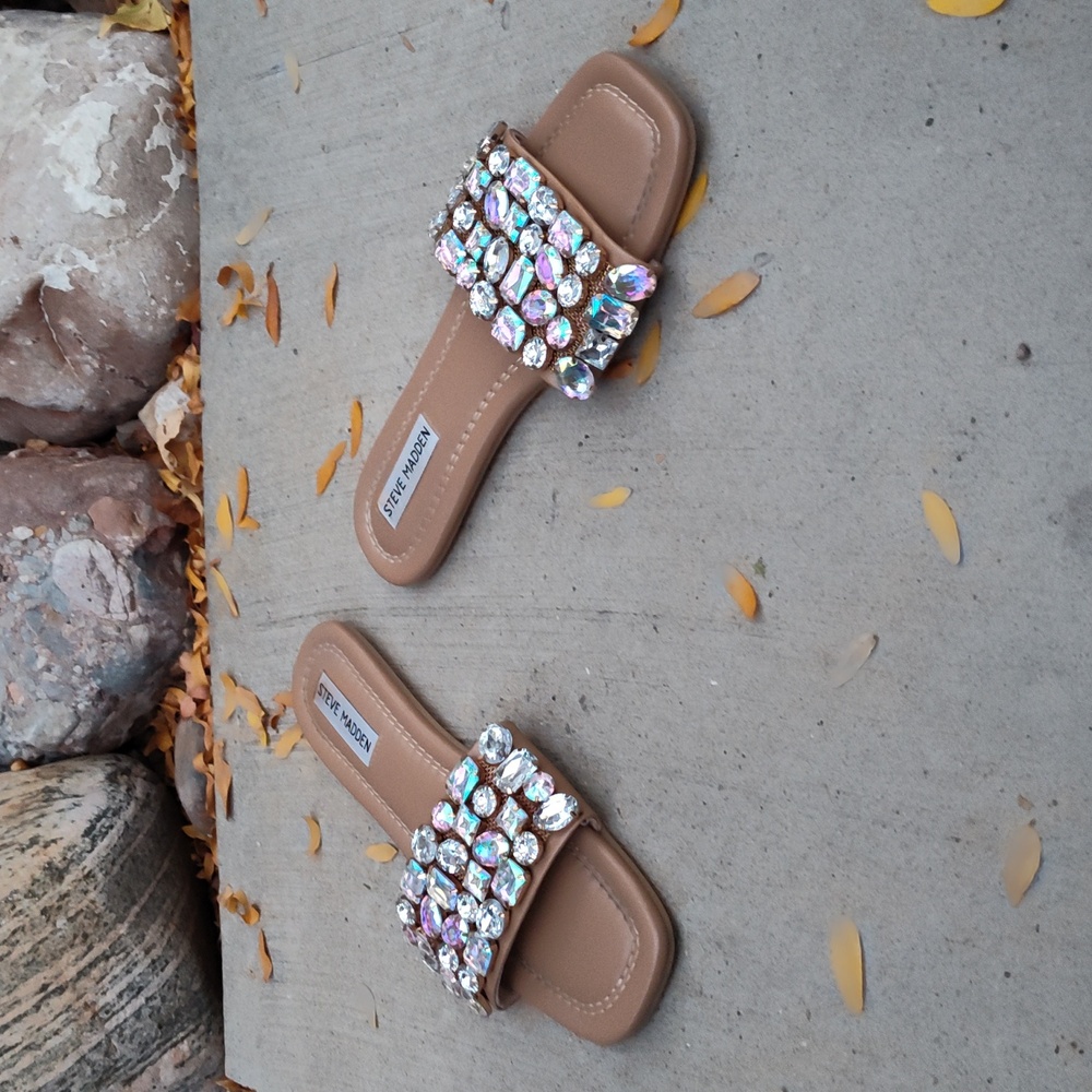 Steve Madden Malina Rhinestone Slide Sandals. Padded. Women's Size 7.5. No Box.